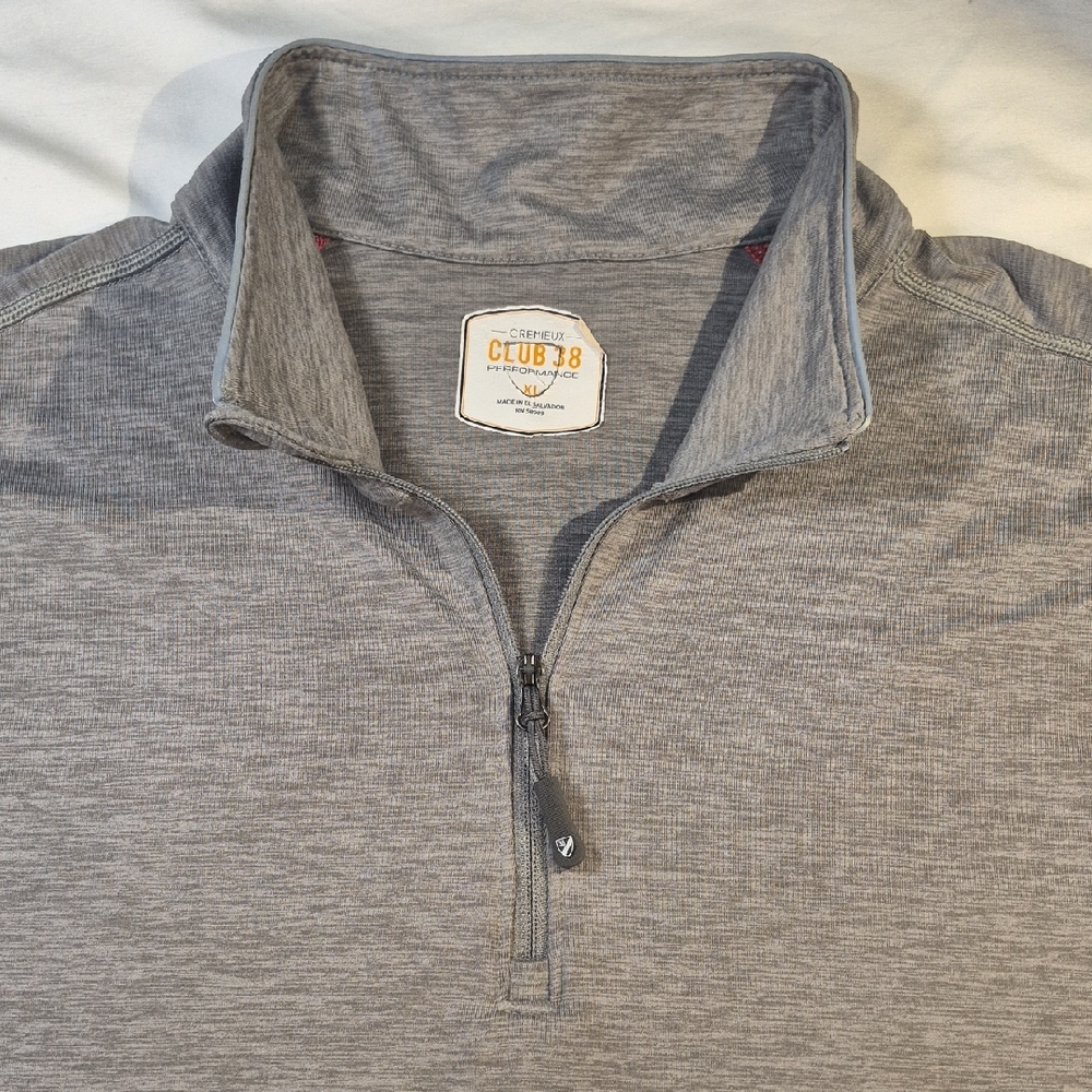 Cremieux Club 38 Performance XL Gray Quarter-Zip Long Sleeve Shirt